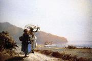 Camille Pissarro Two women talking to the seaside France oil painting artist